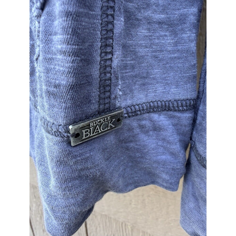 Buckle Black No. 48 Hoodie Mens' Medi Slim Fit Gray Distressed Kangaroo Pocket - Picture 5 of 12